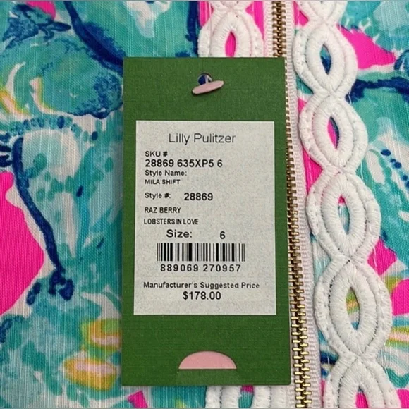 Holy Grail Hard to Find NWT Lilly Pulitzer Mila Shift Dress Raz Berry Lobsters - Picture 3 of 6